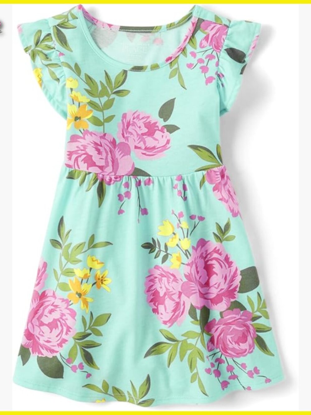 Flutter Sleeve Floral Dress Toddler Girl Fashion Pullover Empire Waist